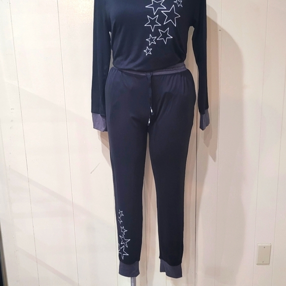 NWOT Cuddl Dud Shooting Stars Black Pajama Set Women's Sz M - Picture 6 of 11